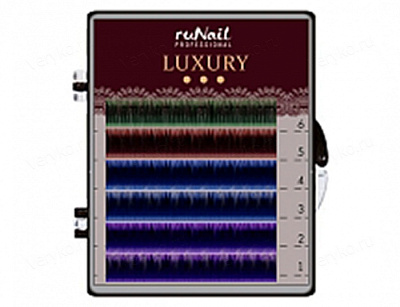 RuNail, Ресницы для наращивания Luxury, Ø 0,15 мм, №14, Mix С (цвет: зел, крас, син, фиол), 6 линий