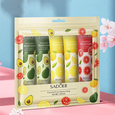 SADOER, Набор кремов для рук Colorful Fruit Moisturizing, (30гр*5)