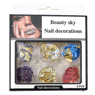 Nail Decorations, поталь для дизайна, набор 6 шт.