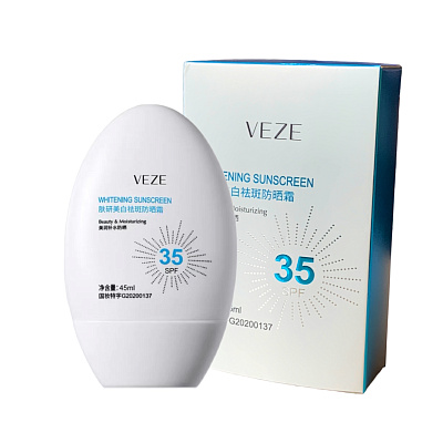 VEZE, Солнцезащитный отбеливающий крем Whitening Sunscreen SPF35, 45мл