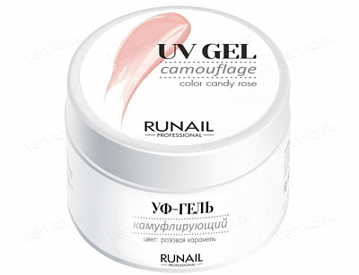RuNail, Камуфлирующий УФ-гель (цвет: Розовая карамель), 15 г