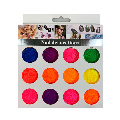 Nail Decorations, пигменты для дизайна, набор 12 шт.