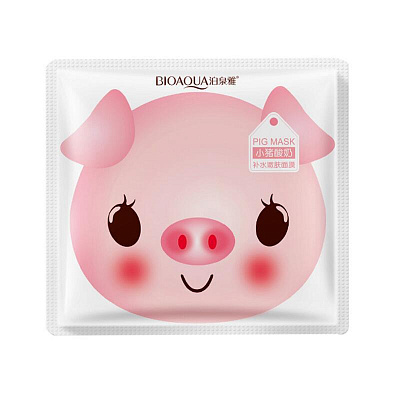 BIOAQUA, Увлажняющая йогуртовая маска для лица с кисломолочными бактериями Pig Mask, 25г