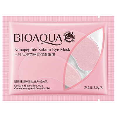 BIOAQUA, Патчи для кожи вокруг глаз Nonapeptide Sakura Eye Mask розовые, 2 шт