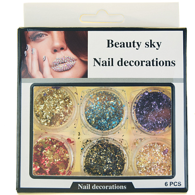 Nail Decorations, хлопья Юки "Времена года", набор 6 шт.